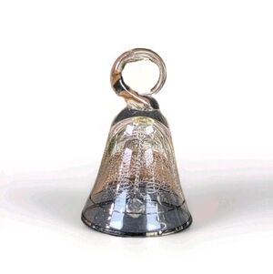 Vintage 1983 Etched Glass Christmas Bell Ornament - Silver Rim & Clapper